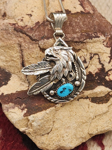 TURQUOISE EAGLE PENDANT WITH CHAIN - GENEVIEVE FRANCISCO