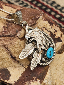 TURQUOISE EAGLE PENDANT WITH CHAIN - GENEVIEVE FRANCISCO