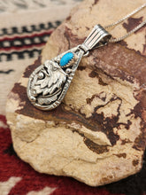 Load image into Gallery viewer, EAGLE HEAD WITH TURQUOISE PENDANT ON CHAIN - HENRY ATTAKAI
