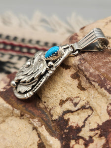 EAGLE HEAD WITH TURQUOISE PENDANT ON CHAIN - HENRY ATTAKAI