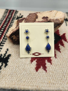 LAPIS POST STYLE DANGLE EARRINGS