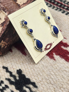 LAPIS POST STYLE DANGLE EARRINGS