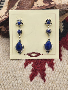 LAPIS POST STYLE DANGLE EARRINGS