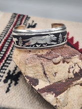 Load image into Gallery viewer, WOLF OVERLAY STERLING SILVER CUFF BRACELET- TOMMY &amp; ROSITA SINGER
