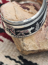 Load image into Gallery viewer, WOLF OVERLAY STERLING SILVER CUFF BRACELET- TOMMY &amp; ROSITA SINGER
