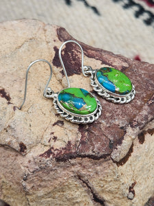 GREEN COPPER TURQUOISE OVAL EARRINGS