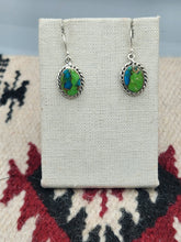 Load image into Gallery viewer, GREEN COPPER TURQUOISE OVAL EARRINGS
