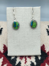 Load image into Gallery viewer, GREEN COPPER TURQUOISE OVAL EARRINGS
