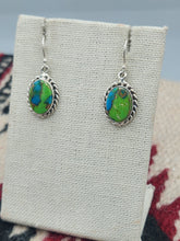 Load image into Gallery viewer, GREEN COPPER TURQUOISE OVAL EARRINGS
