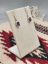 Load image into Gallery viewer, AMETHYST RECTANGLE SHAPED EARRINGS
