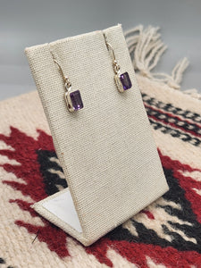 AMETHYST RECTANGLE SHAPED EARRINGS