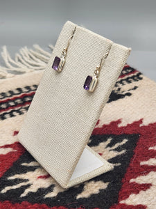 AMETHYST RECTANGLE SHAPED EARRINGS