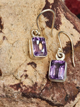 Load image into Gallery viewer, AMETHYST RECTANGLE SHAPED EARRINGS
