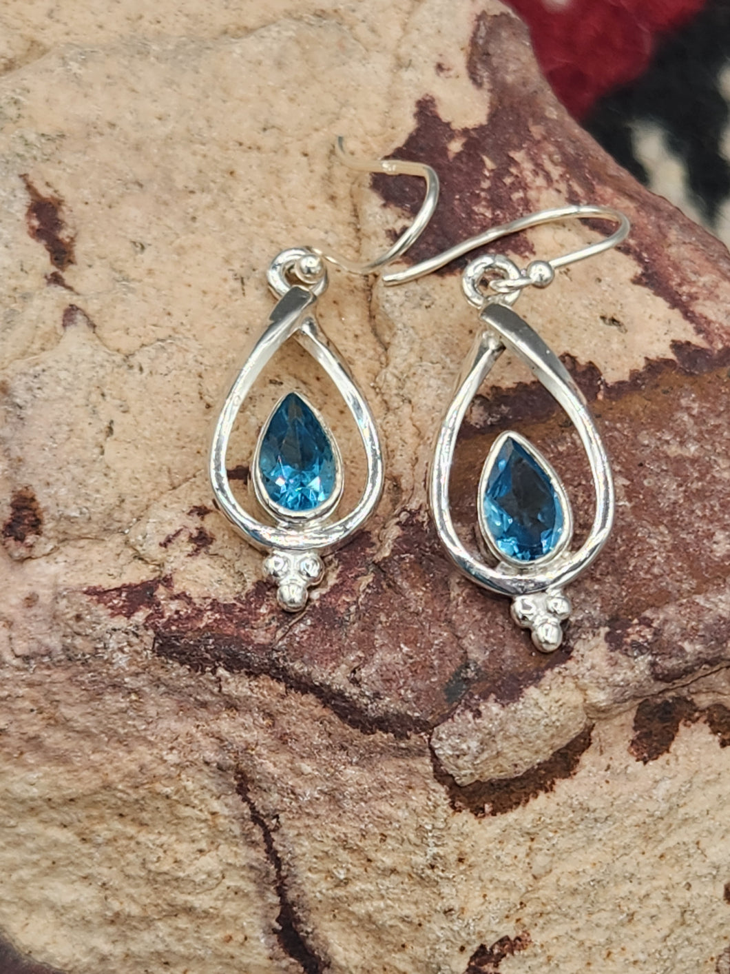 BLUE TOPAZ (SWISS) TEARDROP EARRINGS