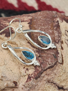 BLUE TOPAZ (SWISS) TEARDROP EARRINGS