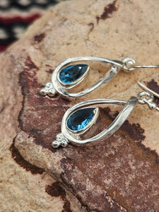 BLUE TOPAZ (SWISS) TEARDROP EARRINGS