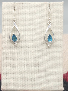 BLUE TOPAZ (SWISS) TEARDROP EARRINGS