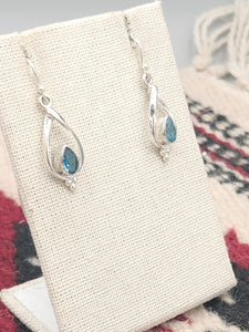 BLUE TOPAZ (SWISS) TEARDROP EARRINGS