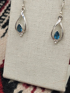 BLUE TOPAZ (SWISS) TEARDROP EARRINGS