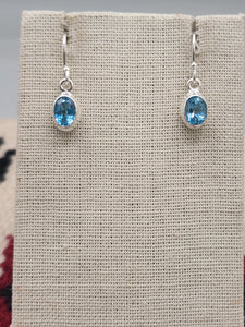 BLUE TOPAZ ( SWISS) OVAL EARRINGS