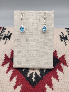 BLUE TOPAZ ( SWISS) OVAL EARRINGS