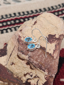 BLUE TOPAZ ( SWISS) OVAL EARRINGS