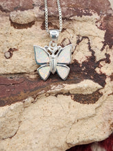 Load image into Gallery viewer, OPAL INLAY BUTTERFLY NECKLACE  WITH CHAIN
