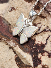 Load image into Gallery viewer, OPAL INLAY BUTTERFLY NECKLACE  WITH CHAIN
