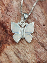 Load image into Gallery viewer, OPAL INLAY BUTTERFLY NECKLACE  WITH CHAIN
