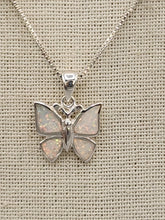 Load image into Gallery viewer, OPAL INLAY BUTTERFLY NECKLACE  WITH CHAIN
