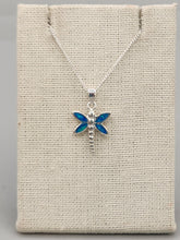 Load image into Gallery viewer, BLUE OPAL DRAGONFLY NECKLACE WITH CHAIN
