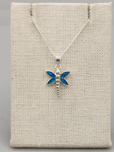 BLUE OPAL DRAGONFLY NECKLACE WITH CHAIN