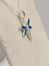 Load image into Gallery viewer, BLUE OPAL DRAGONFLY NECKLACE WITH CHAIN
