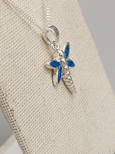 BLUE OPAL DRAGONFLY NECKLACE WITH CHAIN