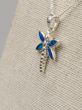 Load image into Gallery viewer, BLUE OPAL DRAGONFLY NECKLACE WITH CHAIN
