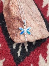 Load image into Gallery viewer, BLUE OPAL DRAGONFLY NECKLACE WITH CHAIN
