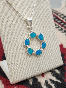 BLUE OPAL PENDANT WITH CHAIN