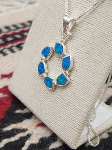 BLUE OPAL PENDANT WITH CHAIN