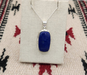 LAPIS PENDANT WITH CHAIN - RECTANGLE