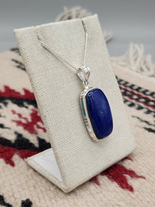 LAPIS PENDANT WITH CHAIN - RECTANGLE