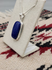 LAPIS PENDANT WITH CHAIN - RECTANGLE