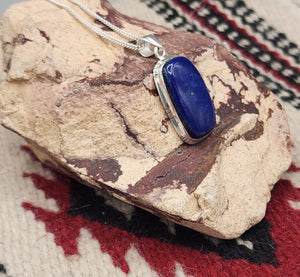 LAPIS PENDANT WITH CHAIN - RECTANGLE