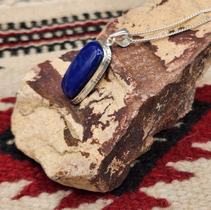 LAPIS PENDANT WITH CHAIN - RECTANGLE