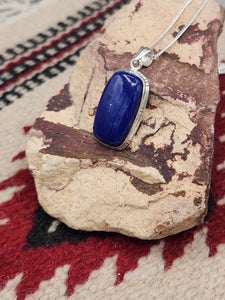 LAPIS PENDANT WITH CHAIN - RECTANGLE