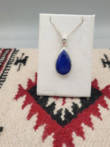 LAPIS PENDANT WITH CHAIN- TEARDROP