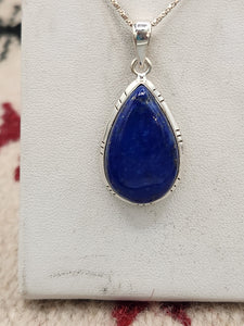 LAPIS PENDANT WITH CHAIN- TEARDROP