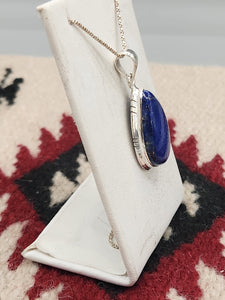 LAPIS PENDANT WITH CHAIN- TEARDROP