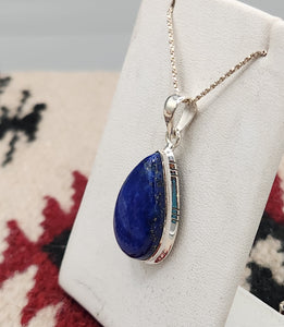 LAPIS PENDANT WITH CHAIN- TEARDROP