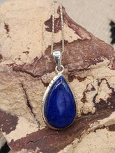 Load image into Gallery viewer, LAPIS PENDANT WITH CHAIN- TEARDROP
