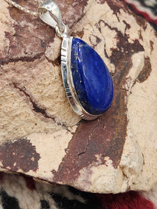 LAPIS PENDANT WITH CHAIN- TEARDROP